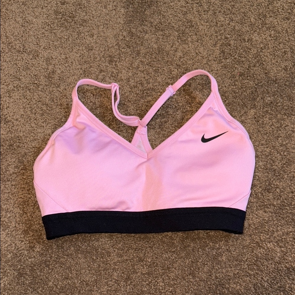 Nike Pink and Black Sports Bra Moisture-Wicking Comfort
